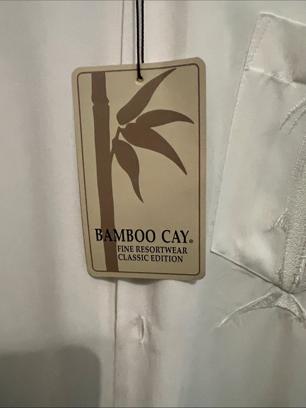 Men's Off White Short-Sleeve Button-Down Shirt with Subtle Embroidery - Picture 7 of 9